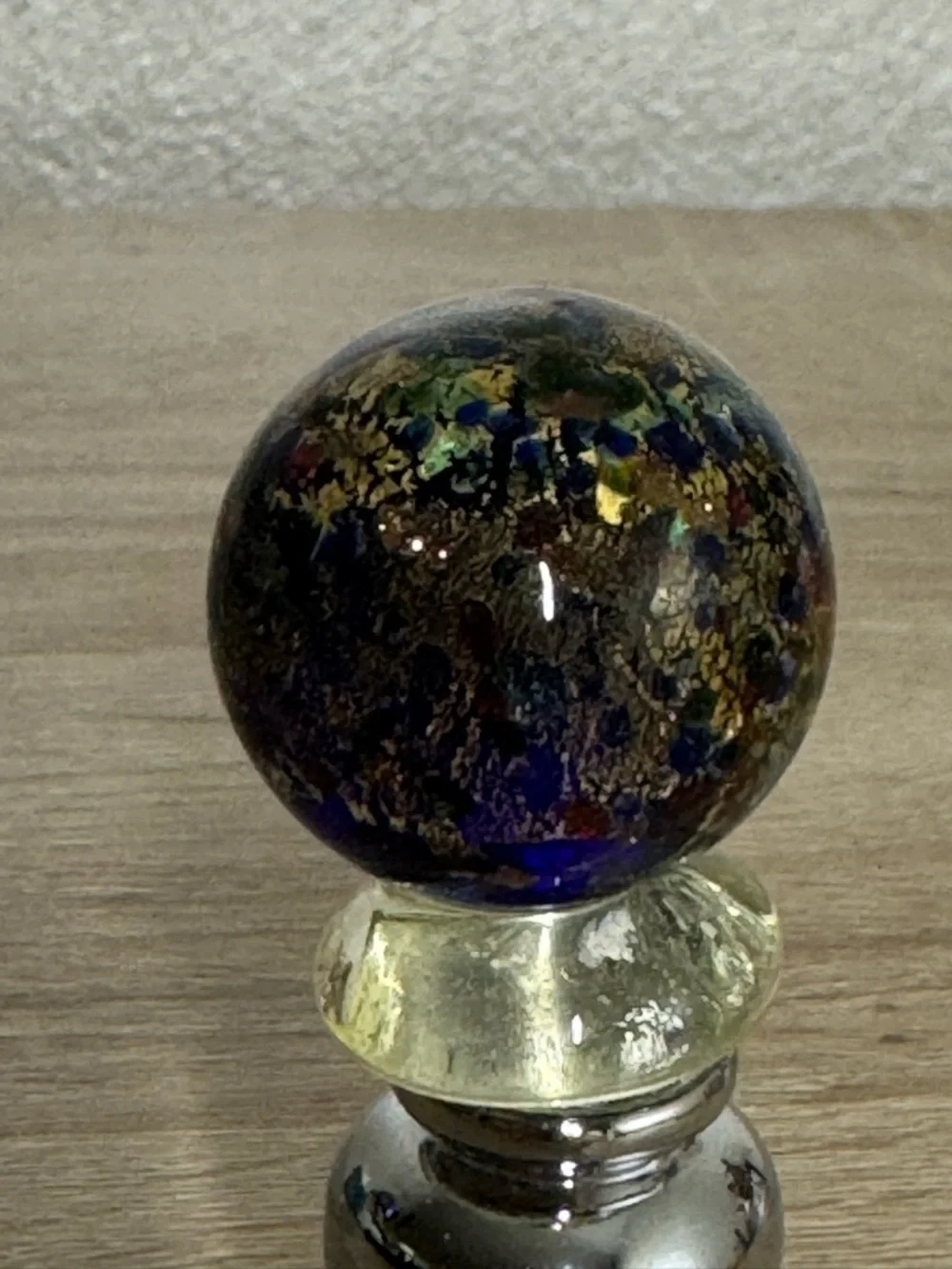 Vintage Art Glass Multicolor Ball Shaped Bottle Stopper